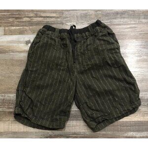 Free People Mens Small Dark Green Striped Shorts with Drawstring and Pockets